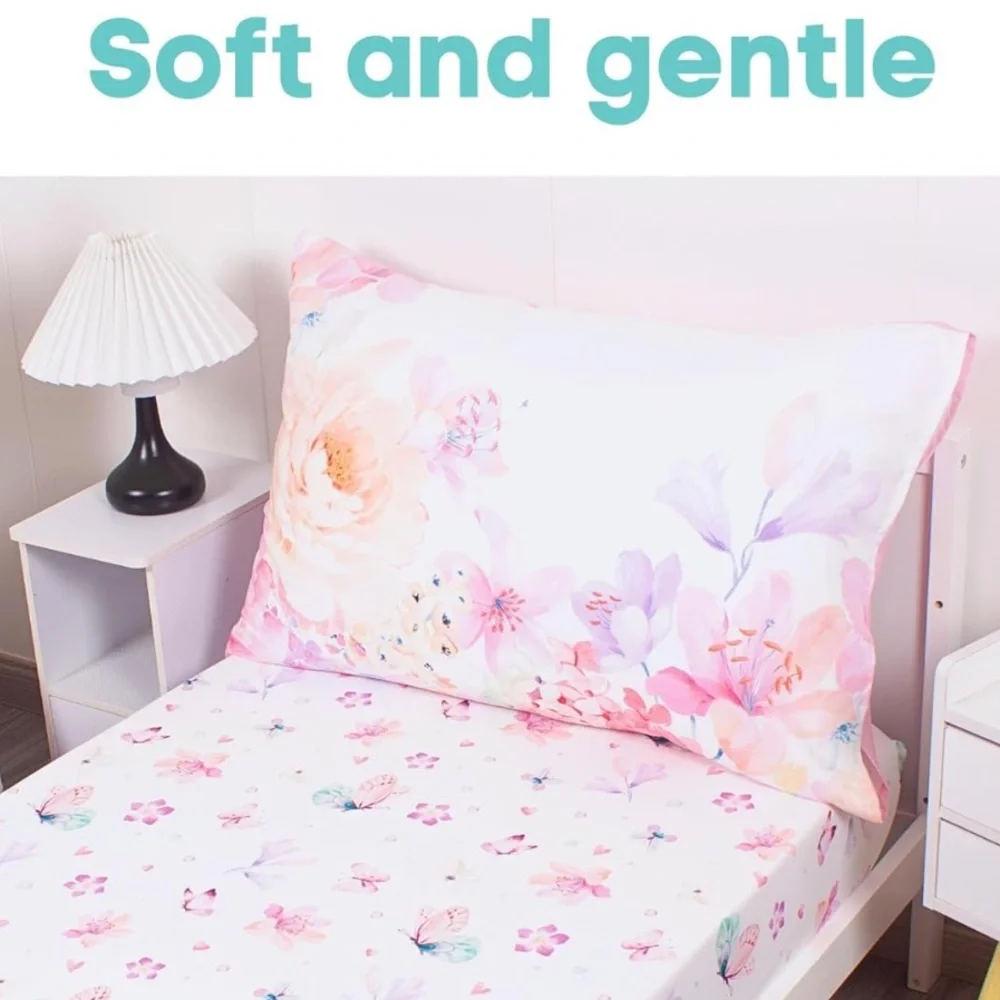 NEW!  Blush Floral Butterfly Toddler Bedding and Comforter Set Bed-In-A-Pink
